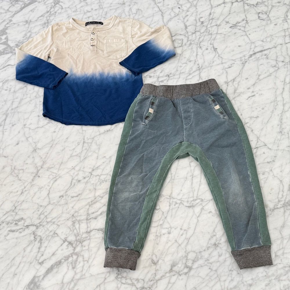 Miki Miette 3T Toddler Boy Bundle Bottoms Long Sleeve Tee